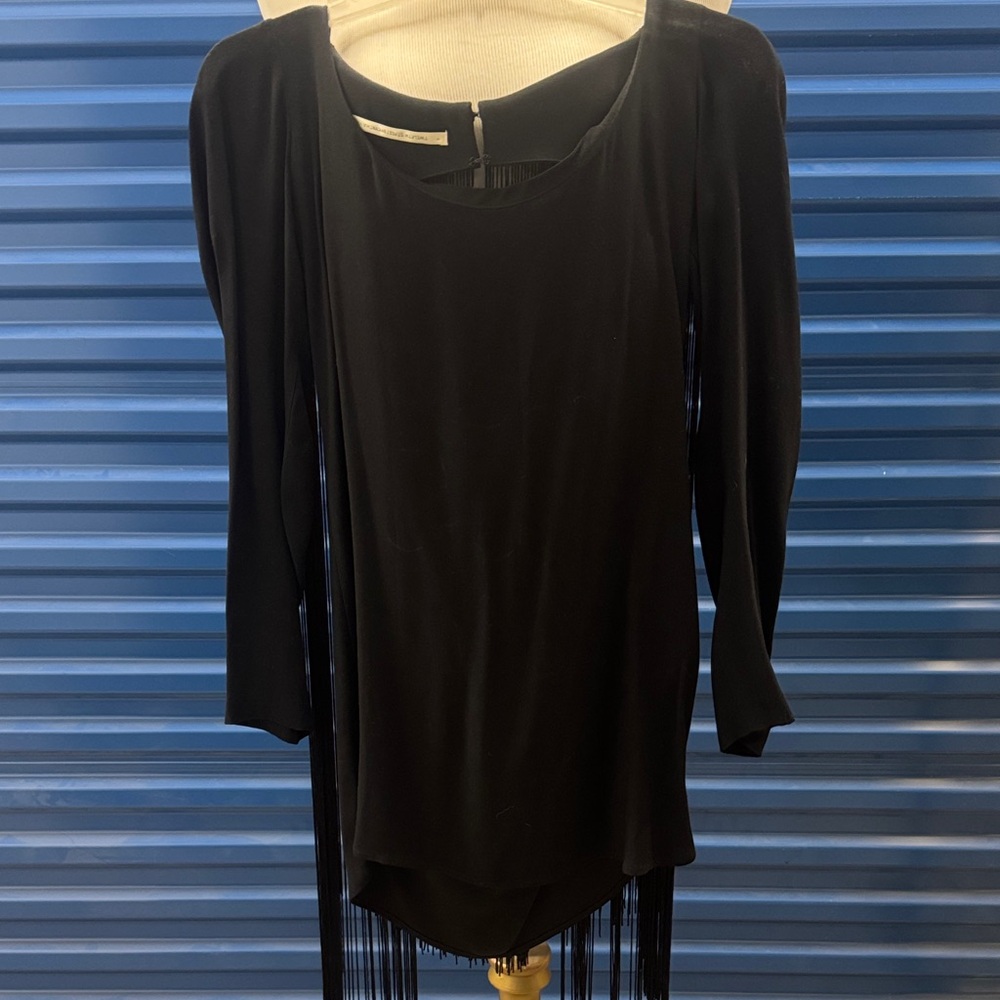 Black Fringe Long Sleeve Tunic
